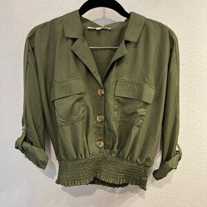 Olive green Silk top